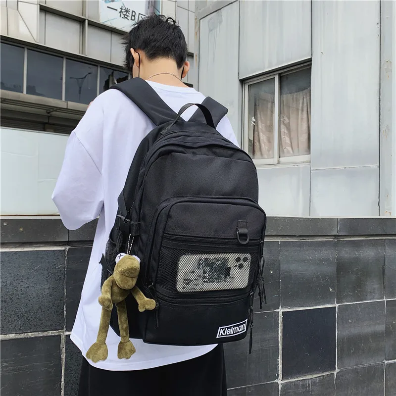 

Schoolbag female Korean Harajuku ulzzang college student high school backpack male large-capacity tooling ins bag backpack