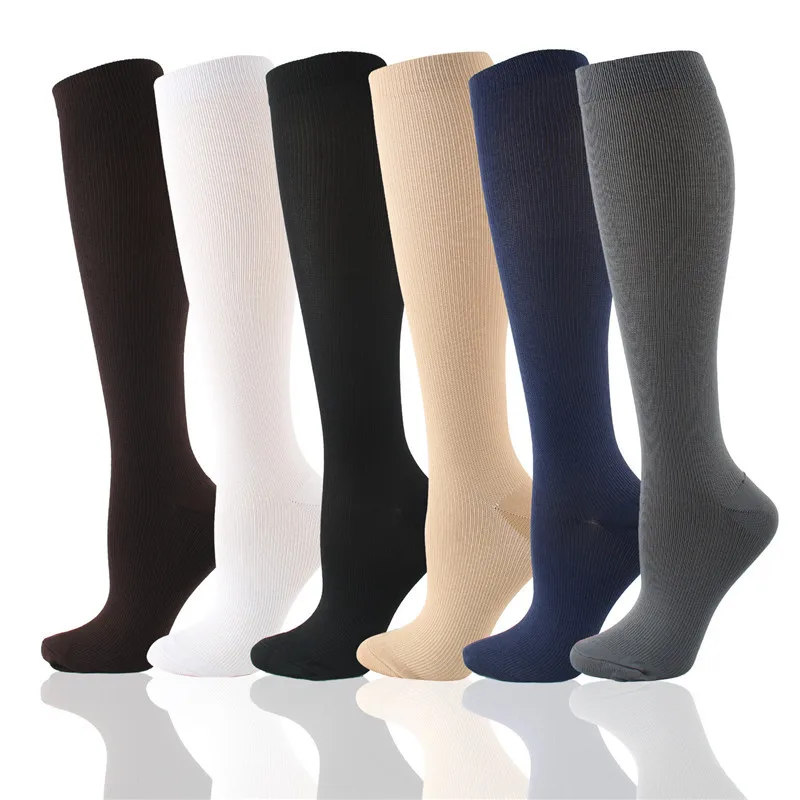 Anti Fatigue Unisex Compression Stockings Pressure Circulation Women Socks Flight Travel Magic Stretch Nylon Knee High Socks Men