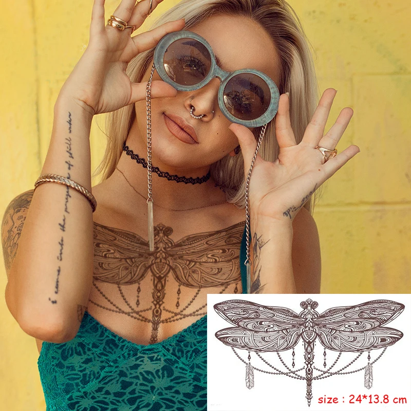 

Waterproof Tattoo Sticker butterfly flower bird sexy chest back Fake Tatoo water transfer Flash Tatto Breast Art for Woman girl