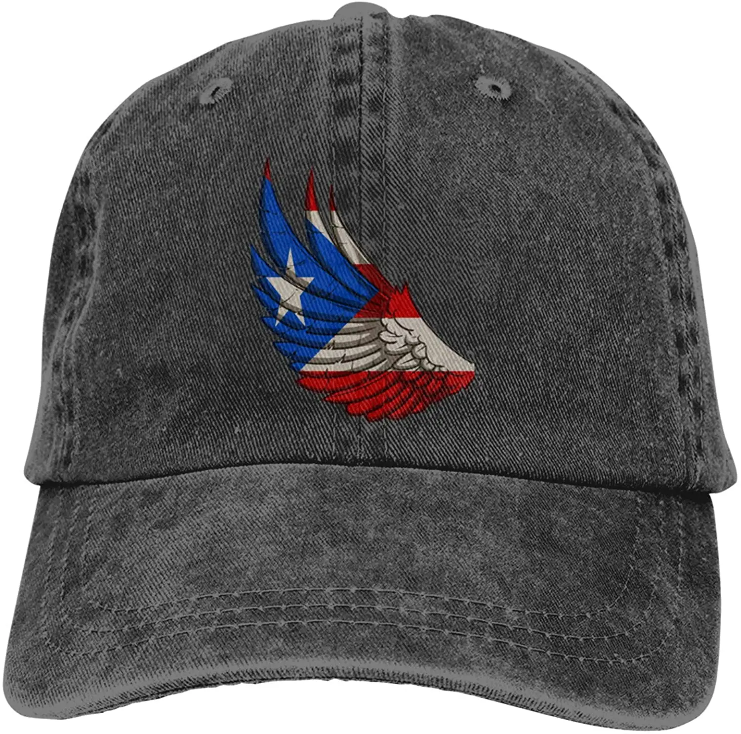 

Wings of The Puerto Rico Flag Sports Denim Cap Adjustable Unisex Plain Baseball Cowboy Snapback Hat