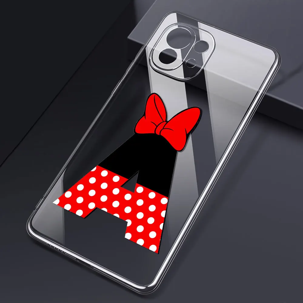 

Phone Case For Xiaomi Mi 11 11i 10 10T Lite 9 9T Pro CC9 Clear Soft TPU for Mi Note10 Pro Back Cover Casing Alphabet Letter Bag