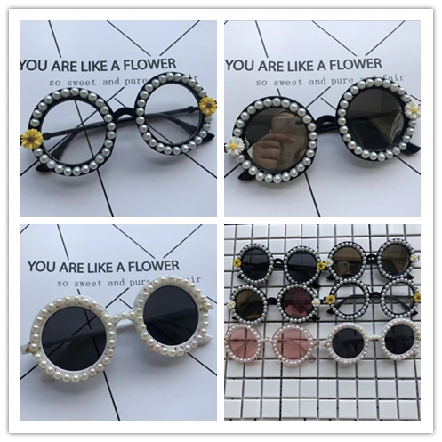 Новые солнцезащитные очки женские жемчужные круглые формы маленькие ручной