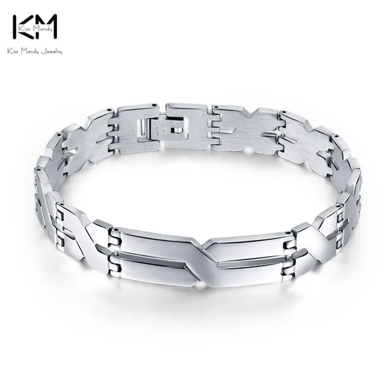 

KISS MANDY Personality "X" Pattern 316L Stainless Steel Men Bracelet Bangles Wristband Fashion 2021 Jewelry Friends Gifts GTB16