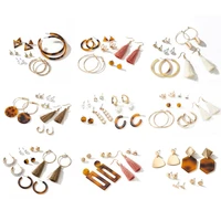 fashion pearl drop earrings set for women circle bohemia crystal acrylic dangle earrings trend girls ear clip jewelry 2020