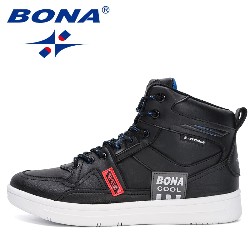 BONA 2020 New Designers Skateboarding Shoes Men High Top Sneakers Sports Shoes Walking Shoes Man Street Shoes Jogging Footwear