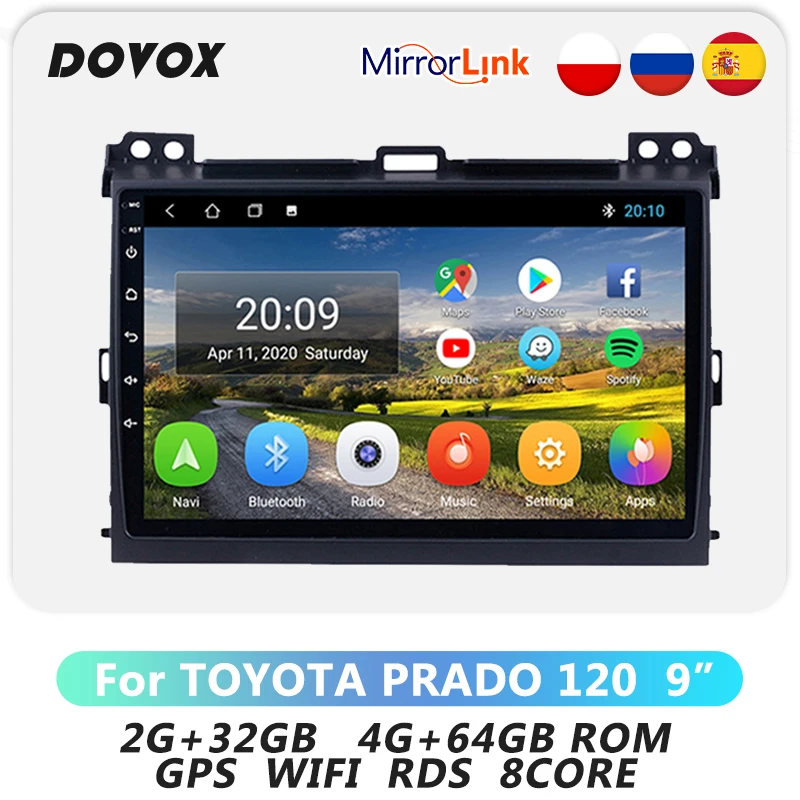DOVOX Android для Toyota Land Cruiser Prado 120 2004 2009 автомобильное радио GPS навигация