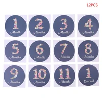 12 pc set newborn baby stickers monthly commemorative monthly floral digital sticker photo props baby month photography stickers