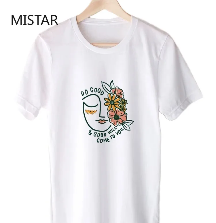 Женская футболка с коротким рукавом рисунком лица|Футболки| |