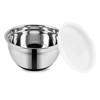 1pc stainless steel bowl anti scald with lid non slip easy clean kitchen utensil salad bowl pastries dough mixing bowl