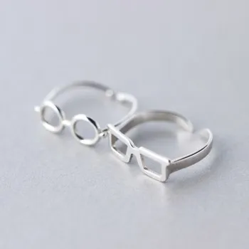 

S925 Sterling Silver Plated Couple Rings for Men and Women, Round Frame Glasses Ring, Ring, Fashion Index Finger Ring R83.01