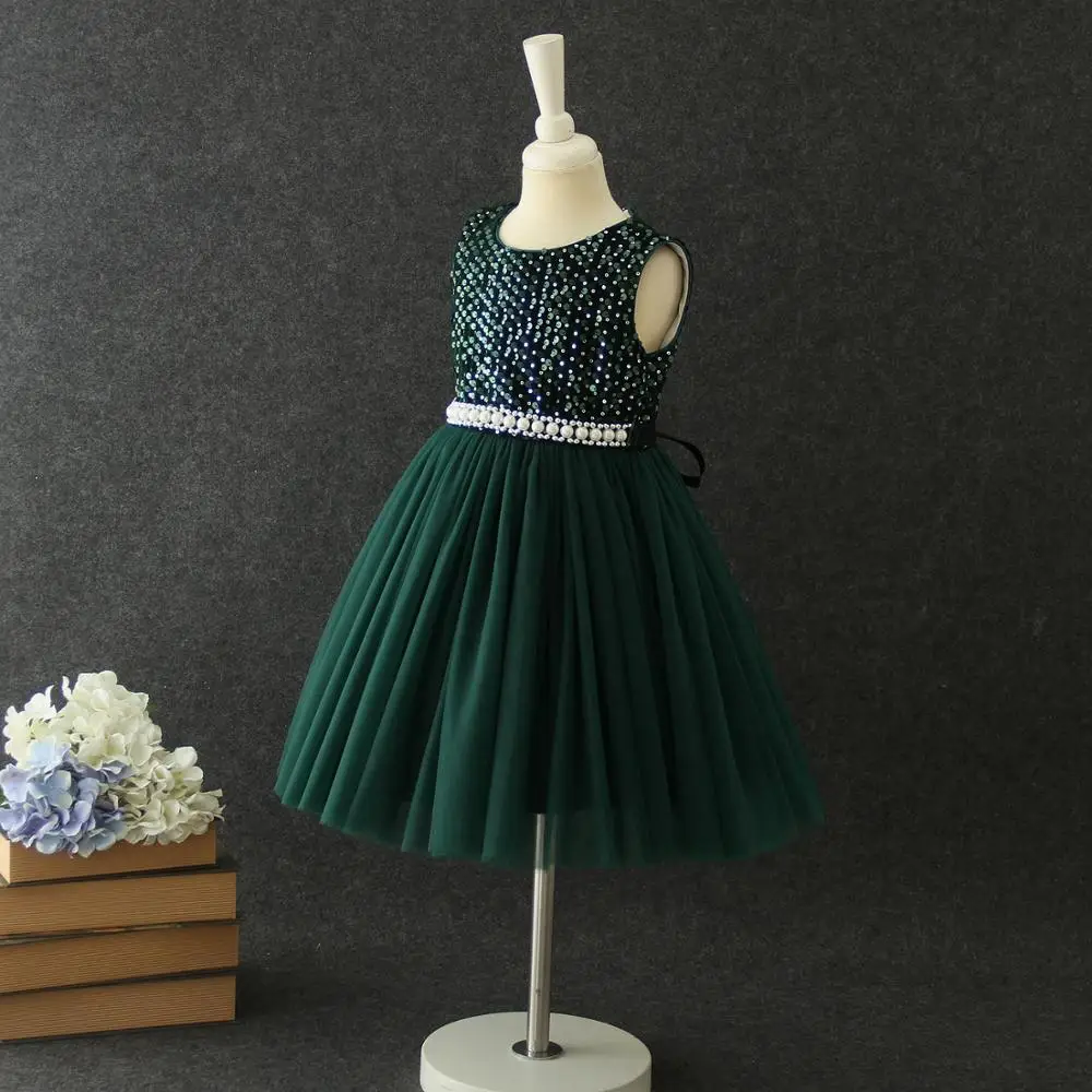 Рождественское платье с блестками и жемчужным поясом зеленые свадебные платья