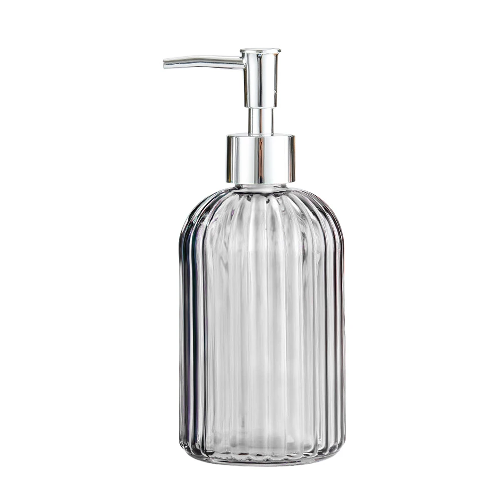 

Hand Sanitizer Round Vertical Pattern Glass Bottle Sub-Bottling Color Transparent Glass Bottle