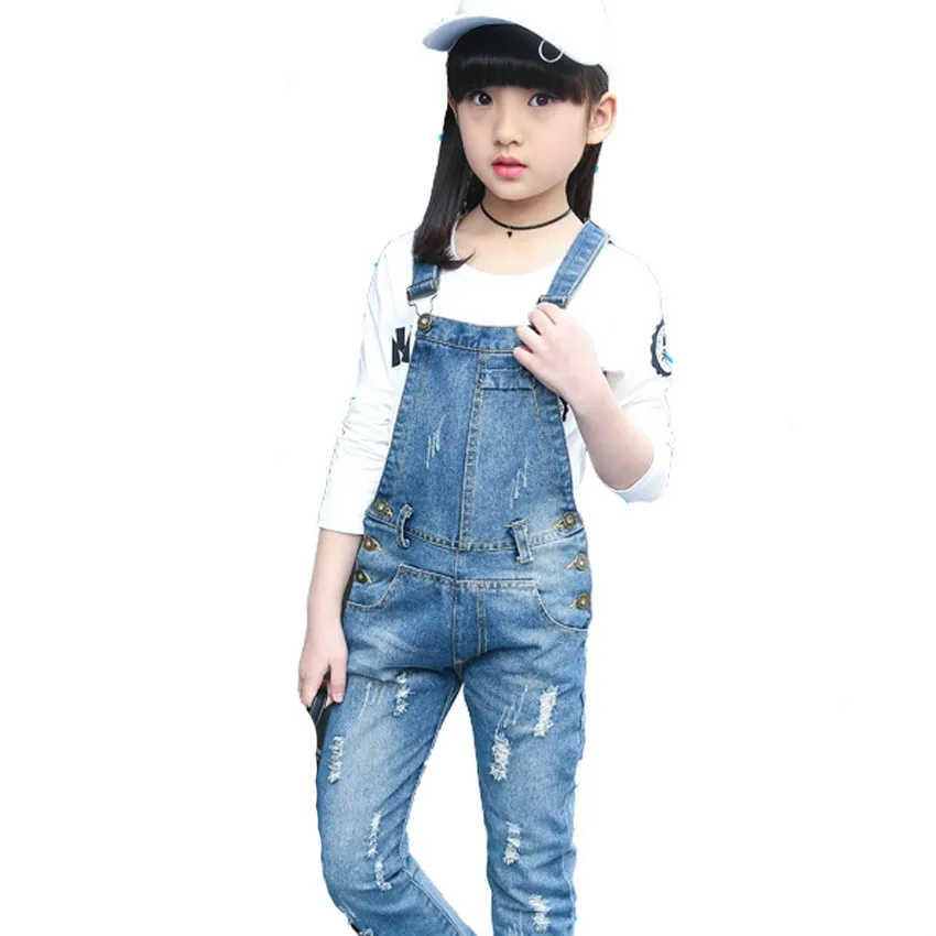 Джинсы для девочек джинсовый комбинезон высокого качества одежда подростков