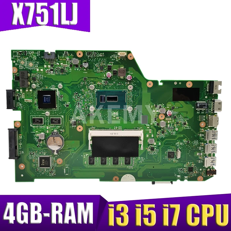 

X751LJ Mainboard REV 2.3 For ASUS X751LX R752LA R752LD X751LN X751LD X751LJ A751L Laptop motherboard i3 i5 i7 4GB-RAM GT920M