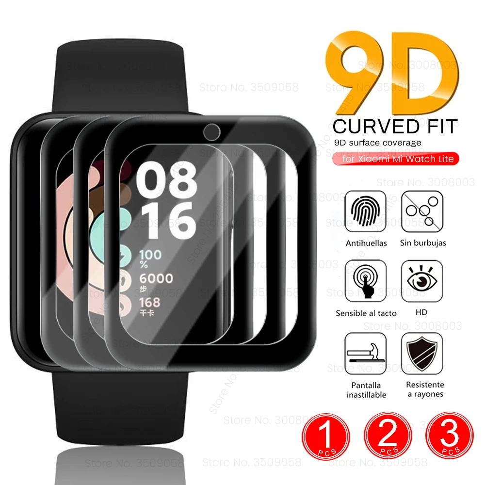 

Защитное стекло из 9D волокна для смарт-часов Xiaomi Mi Watch Lite, 1/2/3 шт.