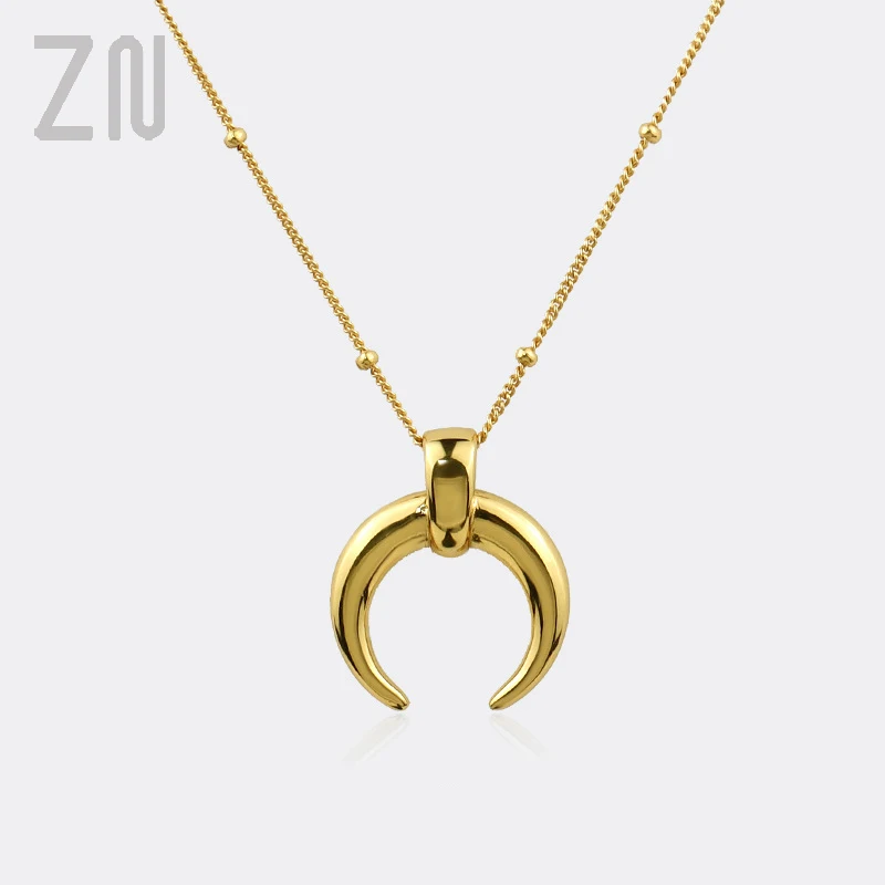 

ZN Fashion Simple Personality Design Crescent Pendant Necklaces for Women Girls Trendy Creative Jewelry Gifts Party Accessories