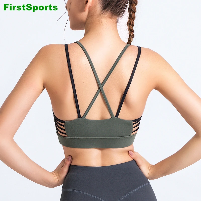 Женские спортивные бюстгальтеры для йоги с двойными лямками и открытой спиной