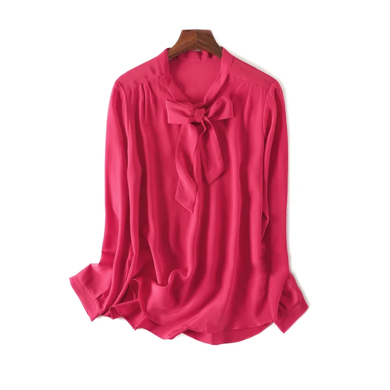 Шикарная женская блузка SuyaDream из 100% натурального шелка креп с длинными рукавами