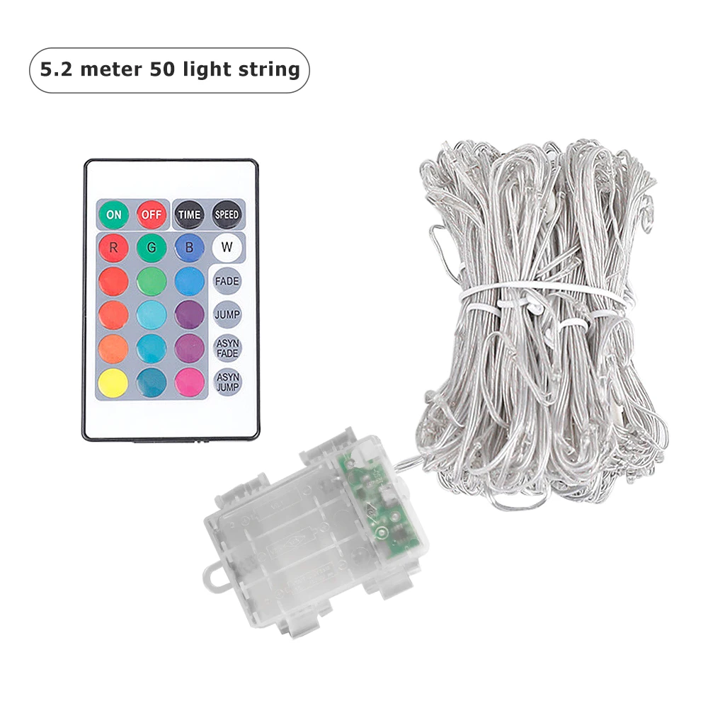 

5.2 meters 50 Lights Colorful synchronous Light holiday room Party decoration in-line remote control Battery box light string