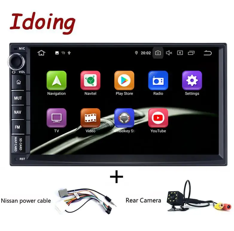 Idoing 2Din Android 9,0 " PX5 4G+ 64G 8 ядерный Универсальный Автомобильный gps DSP радио плеер ips экран навигация Мультимедиа Bluetooth 2 din - Цвет: nissan and camera