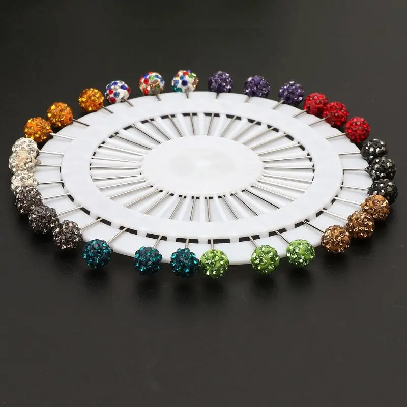 Броши с кристаллами и шариком 30 шт. | Украшения аксессуары