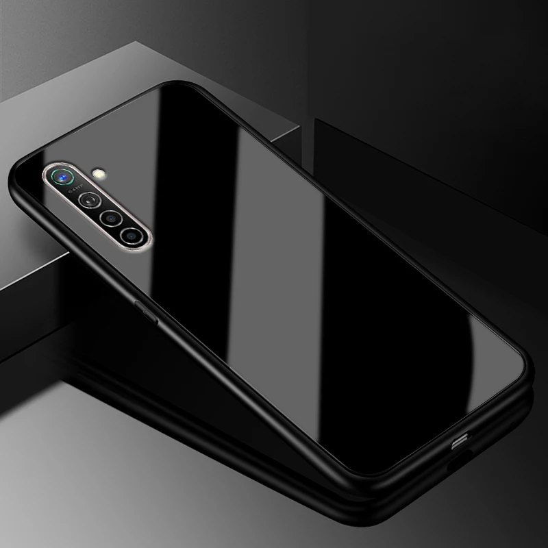 Для OPPO Realme X2 чехол 6,4 ''модный стеклянный Жесткий Чехол для задней панели телефона чехол s для OPPO Realme XT силиконовый бампер