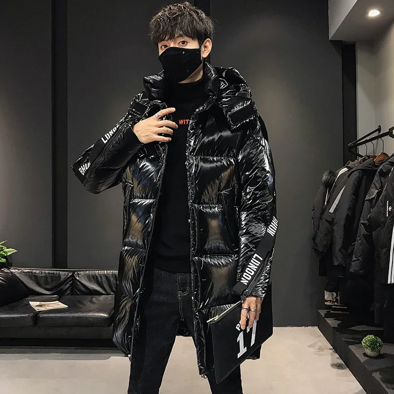 

Новинка зимы, средней длины с капюшоном куртка-пуховик из хлопка повседневная утепленная простой черный размера плюс свободная Мужская теп...