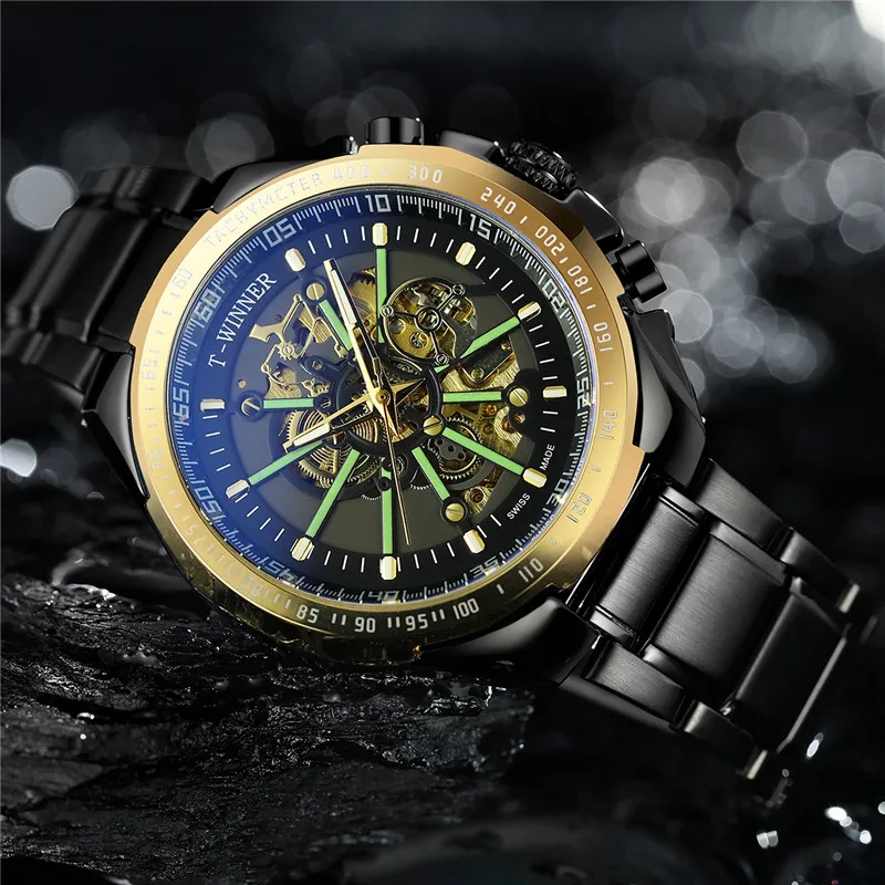 Автоматические механические мужские наручные часы WINNER спортивные в стиле