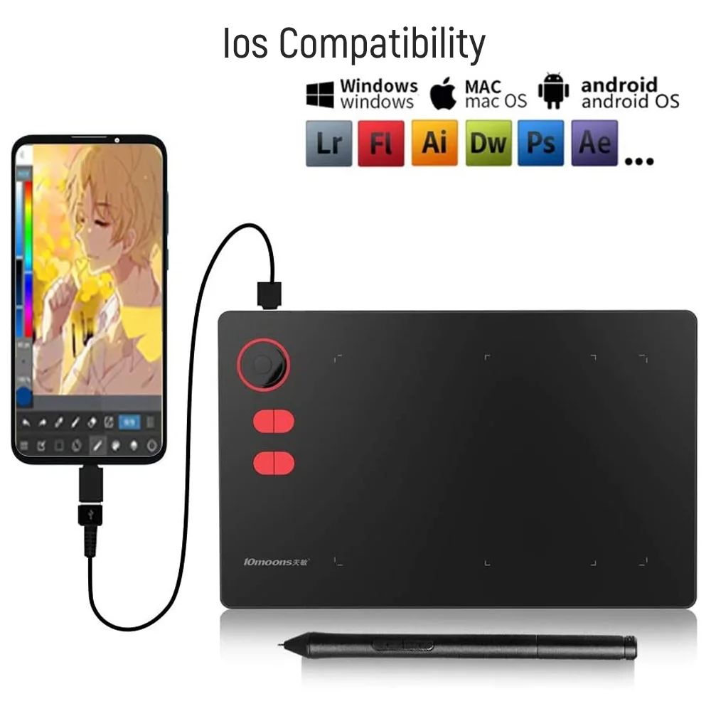 G20 8192 Level Digital Graphic Tablet With Battery-free Pen Support Android Windows Mac Digital Graphic Tablet for Drawing AT