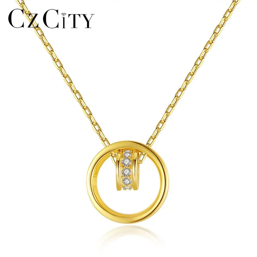 CZCITY реальные 925 стерлингового серебра комбинации AAA CZ простой кулон ожерелья для