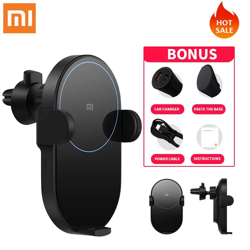 

Xiaomi mi 20W Max Qi cargador inalámbrico para coche WCJ02ZM pinza automática con Sensor infrarrojo inteligente soporte de carga