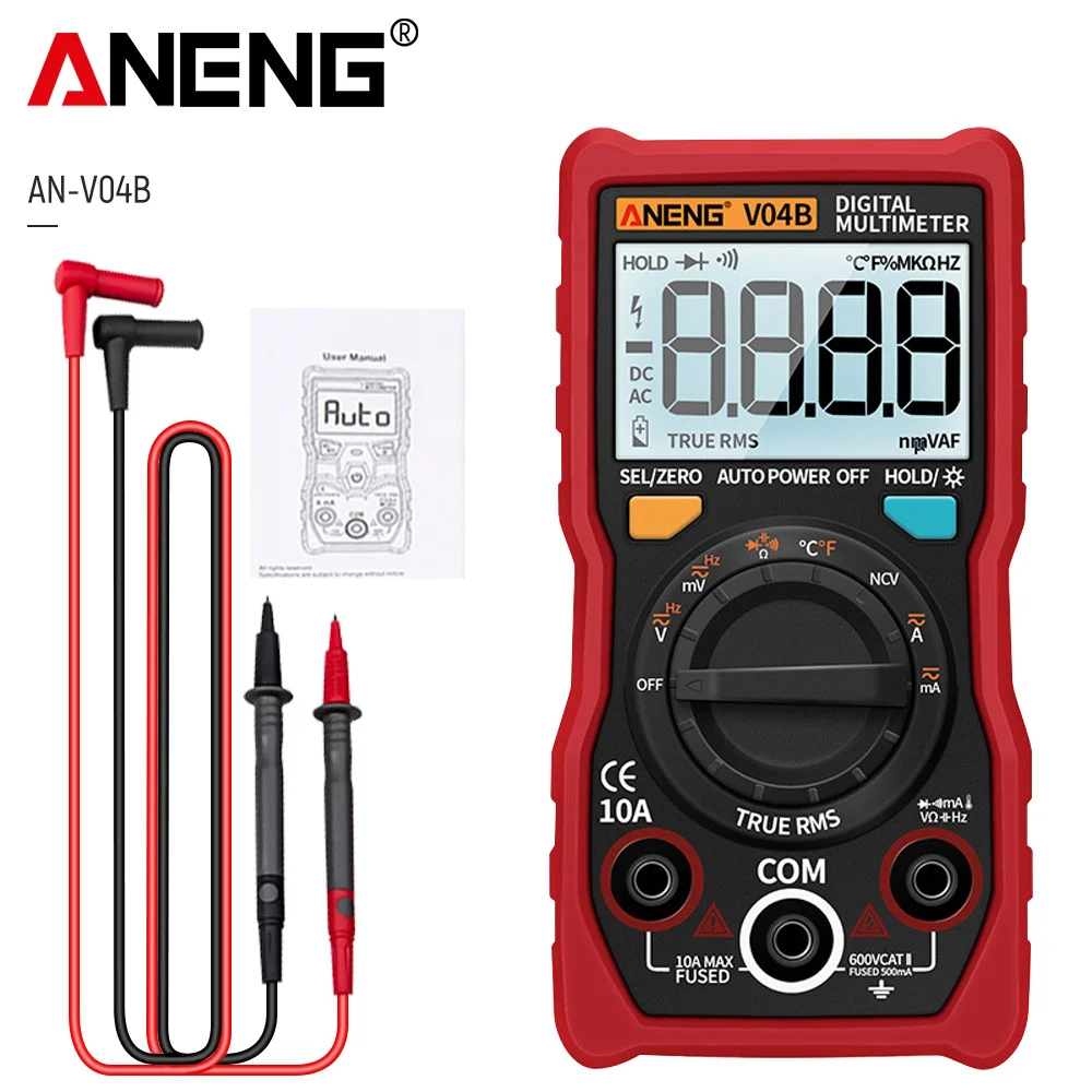 

ANENG V04B True Rms Digital Professional Multimeter Tester ESR Meter Multimeter Auto Power Off Peak Automatic Multimetro Meter