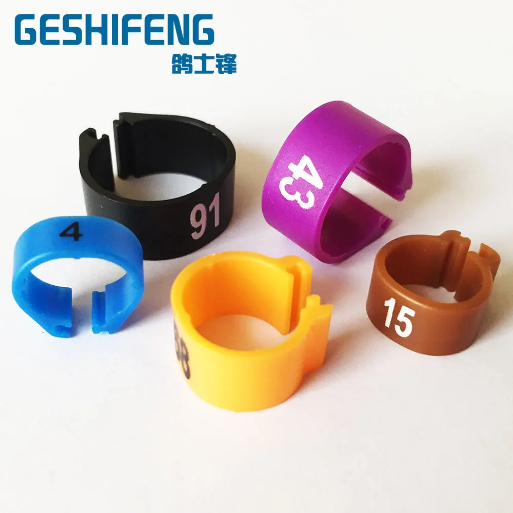 M 100 шт Пластиковые зажимные кольца с номером телефона многоцветные для голубиных