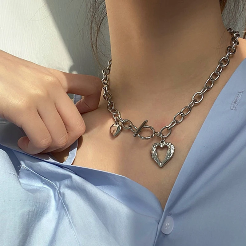

1pc Loving Necklace All-match Niche Design Pendant Punk Necklace Harajuku Style Fashionable Clavicle Chain Individual Jewelry