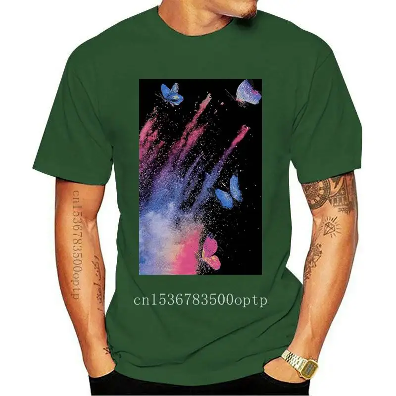 

New 2021 Men Hip Hop Streetwear T Shirt Butterfly Letter Print Tshirt Harajuku Cotton Casual T-Shirt Summer Short Sleeve Tops Te