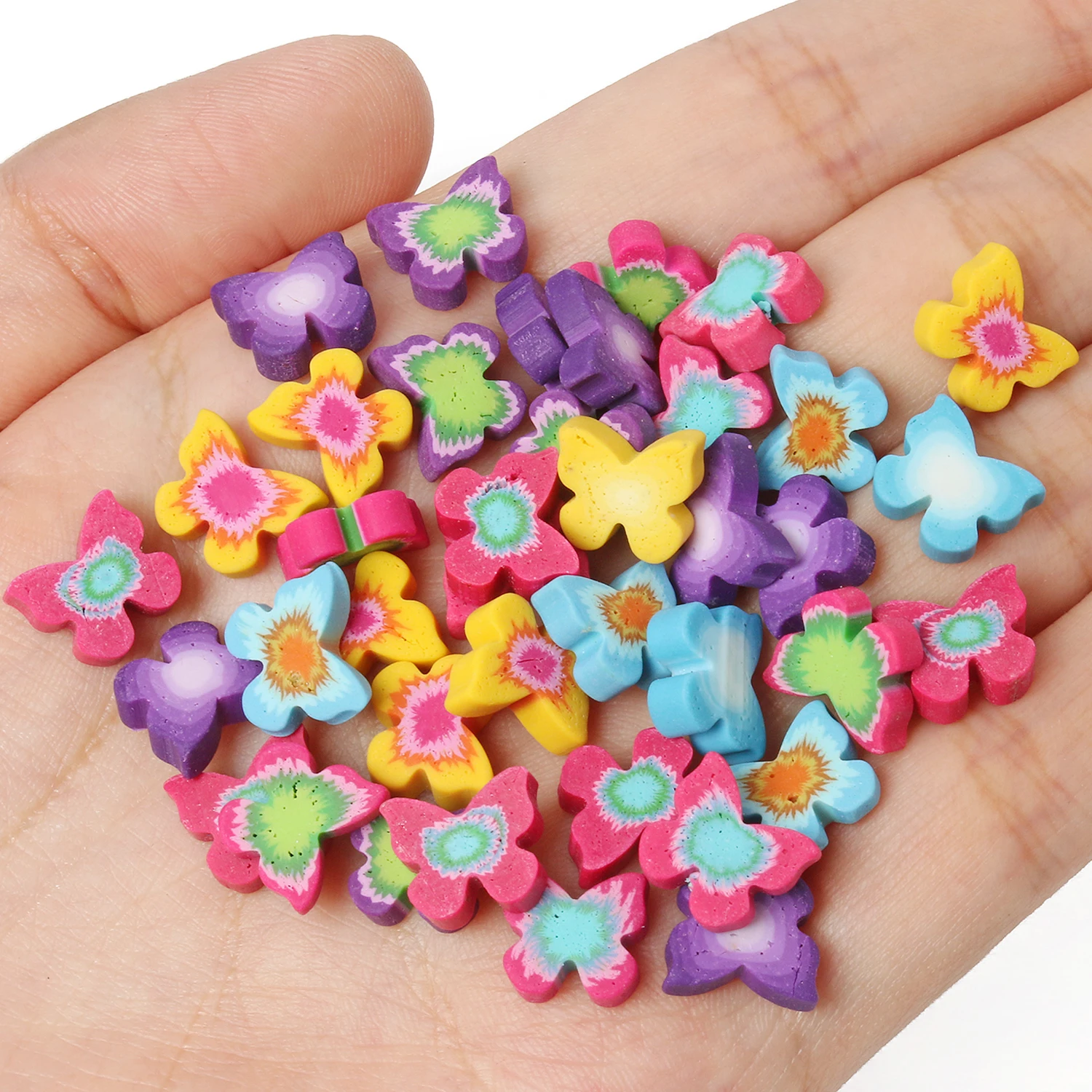 

50pcs 10mm Clay Beads Mixed Butterfly Shape Loose Spacer Beads For Jewelry Making DIY Handmade Jewelry Crafts Bracelet Acces