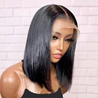 Женский парик с коротким вырезом, коротким ворсом и средней частью, 180%