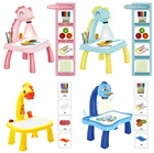 Детский светодиодный проектор, Настольная игрушка для рисования с светильник кой, музыка, многофункциональная доска для рисования, обучающая игрушка, подарок для детей на Рождество