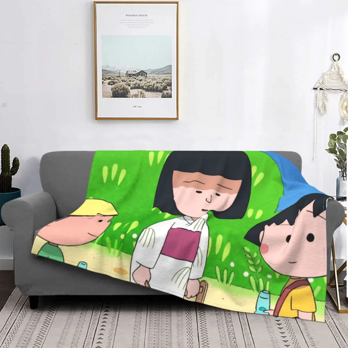 

Manta de franela de животные с рисунками животных Chibi Маруко-тян Сакура Кёко, colcha de lana suave acogedora para выпить