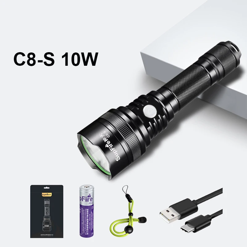 Supfire фонарик ультра яркий фонарь USB Linterna светодиодный C8-S CREE T6 18650 фонарь 2500lm 10 Вт для Nicron Convoy Fenix Sofirn