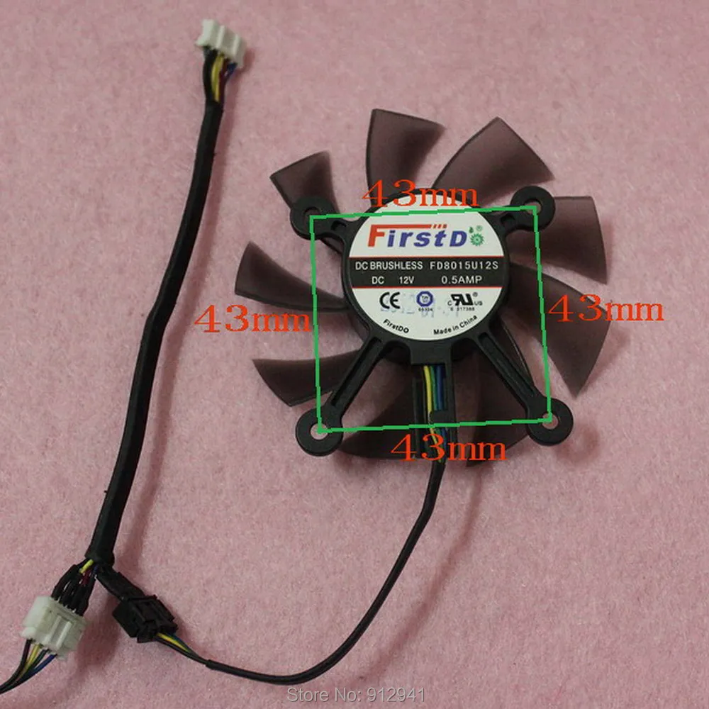 R184 FD7010H12S + FD8015U12S 75 мм двойной кулер Замена вентилятора 4 провода 5Pin для ASUS GTX560 TI HD7850