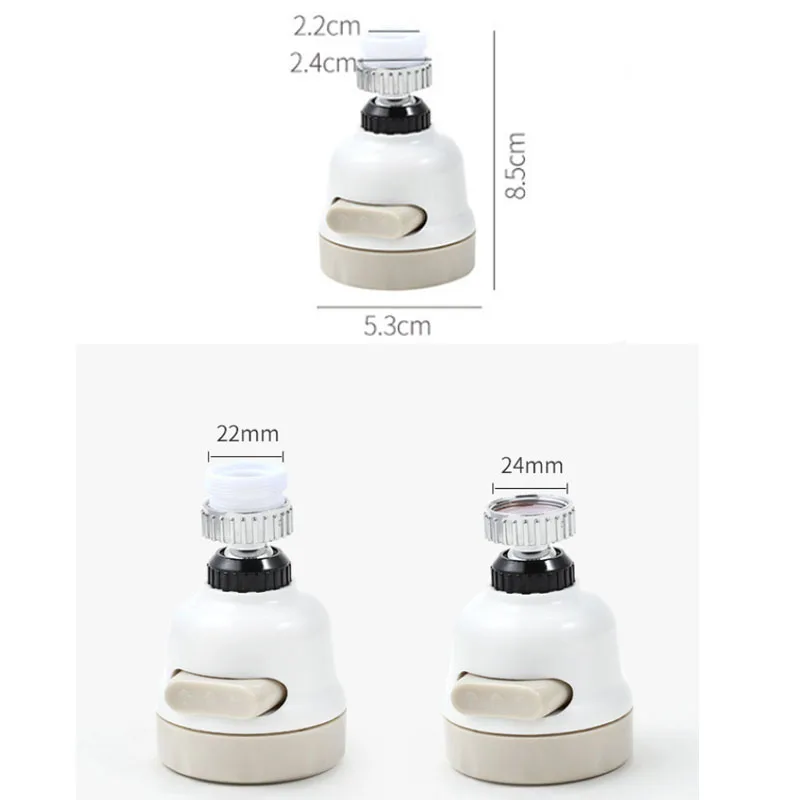 

360 Degree Rotatable Spray Head Tap Durable Faucet Filter Nozzle 3 Modes Water Saving Kitchen Bathroom Shower Sprayer 2pack