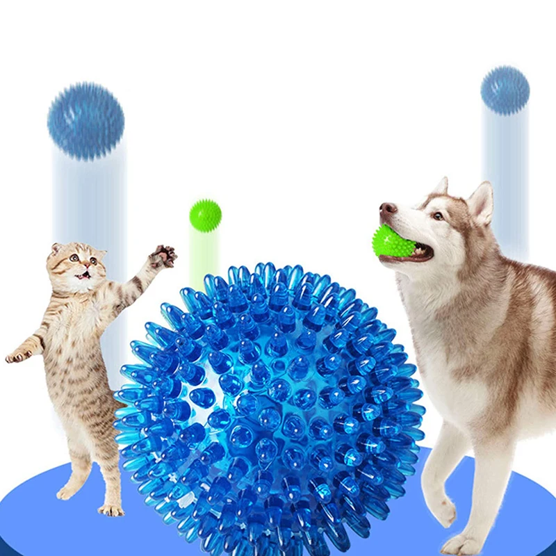 Golden Retriever Large Dogs Spiked Ball Super Elastic Sound Chew Tooth Cleaning Puppy Toy TPR Pet Dog Squeak Toys | Дом и сад