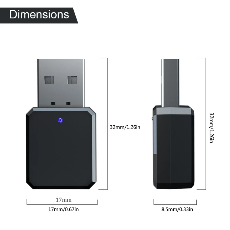 

Bluetooth Receiver 3D Stereo Surround Sound Bluetooth Adapter Lavalier 3.5mm USB Recharg