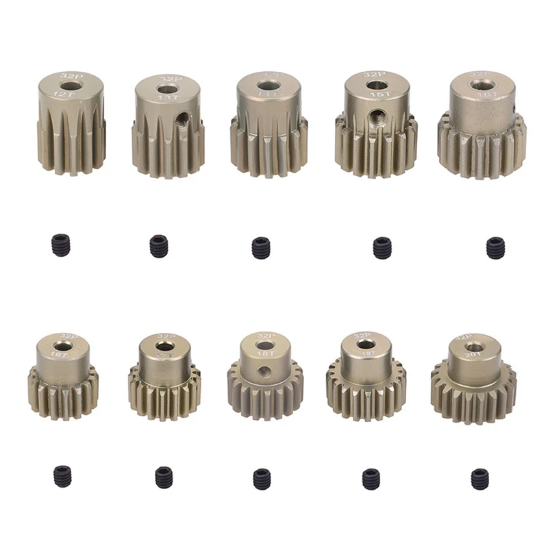 

ROCKET 5Pcs 32DP 3.175mm Metal Pinion Motor Gear Set for 1/10 RC Car Truck