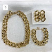 womens retro gold thick chain necklace 3 piece set hip hop punk street style jewelry short necklace wholesale 2021
