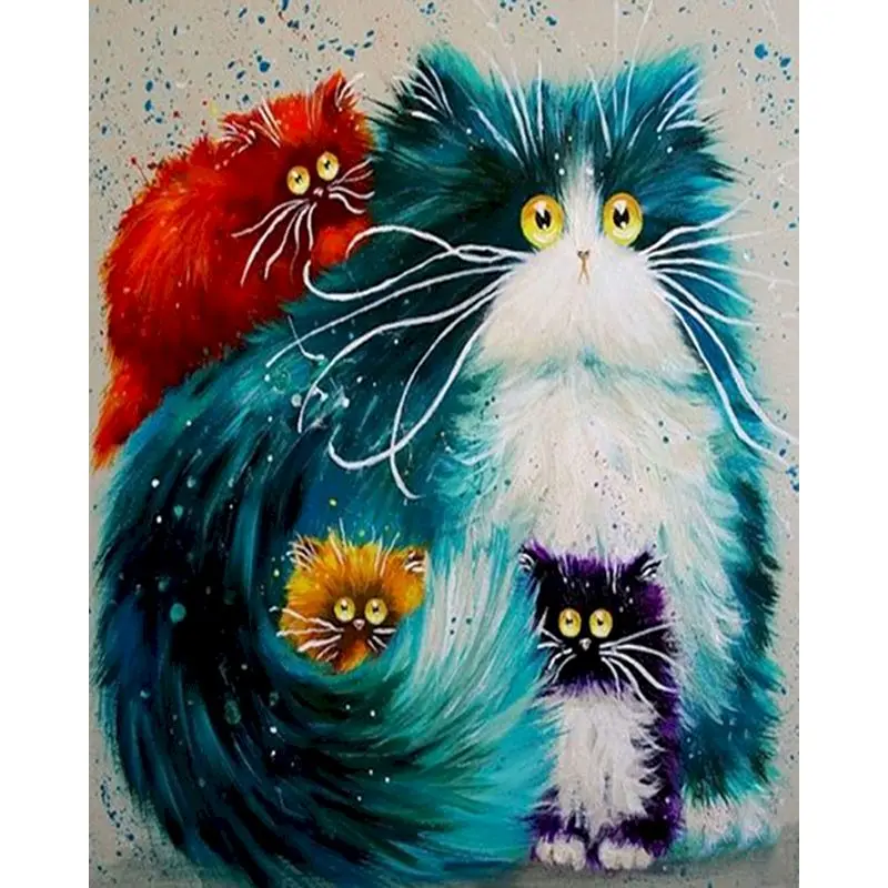 

SELILALI Colorful Cat Animal Oil Painting By Numbers 40x50cm Framed Home Wall Decor Artcraft Acrylic Paint Draw Coloring Canvas