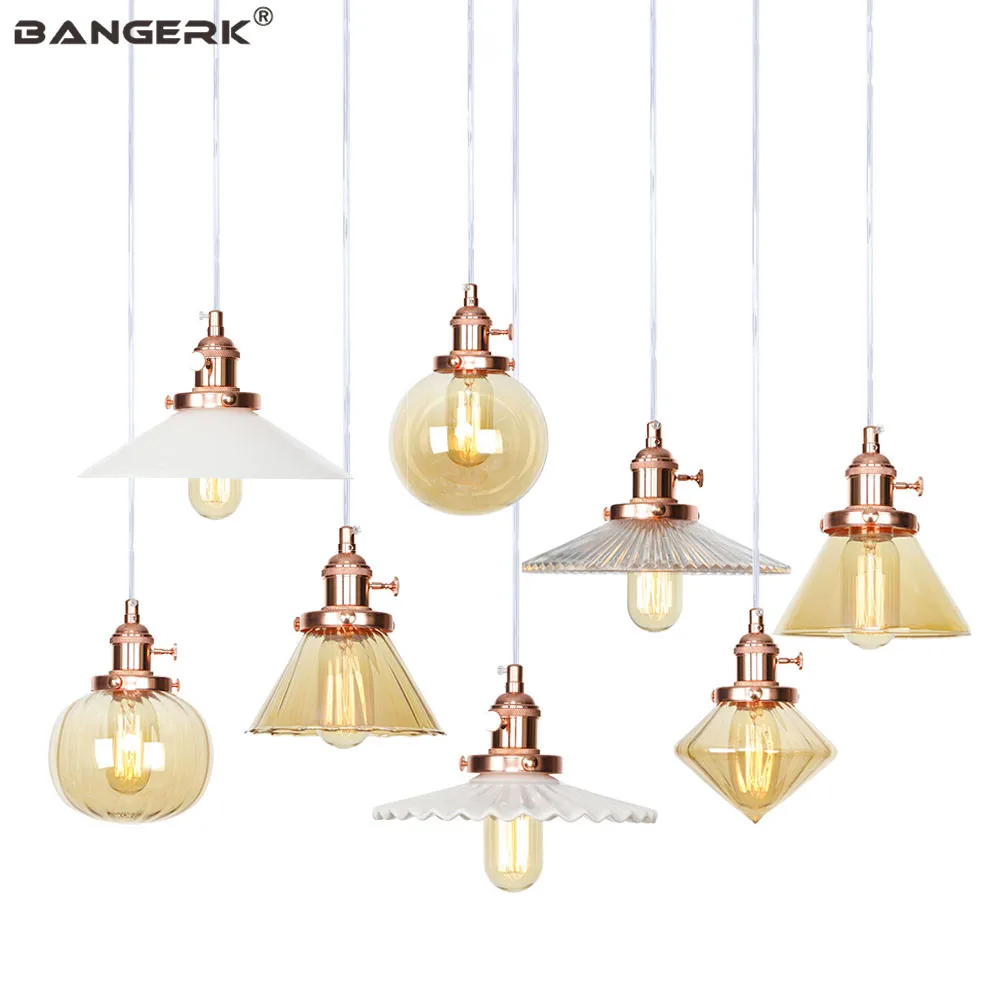 

Industrial Wind Adjust LED Pendant Lights Iron Switch Glass Vintage Hanging Lamp Loft Decor Dining Room Home Lighting Luminaire