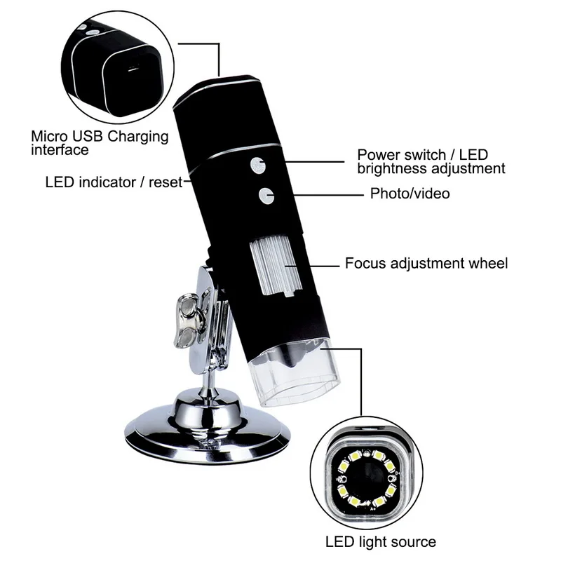 1000X WIFI Digital Microscope 1080P Wireless Smartphone Mobile Phone Adjustable LED with Stand | Инструменты