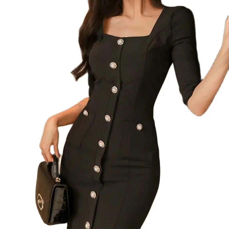 

Temperament and elegant dress 2022 spring new sexy fishtail skirt package hip slim dress Korean fashion women's clothing